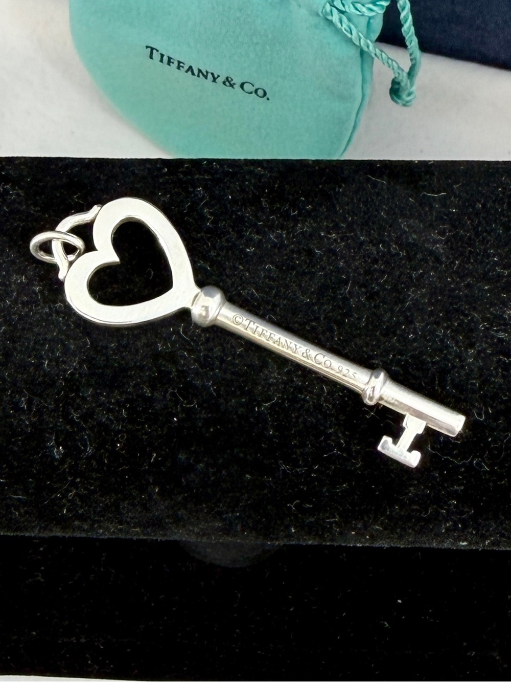TIFFANY & CO. Sterling Silver 2” Key To My Heart Large Key Charm Pendant w/ COA